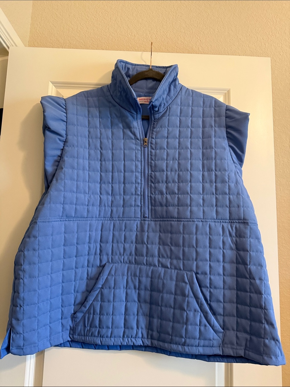 Discount Divas Quilted Light Blue Half-Zip Vest